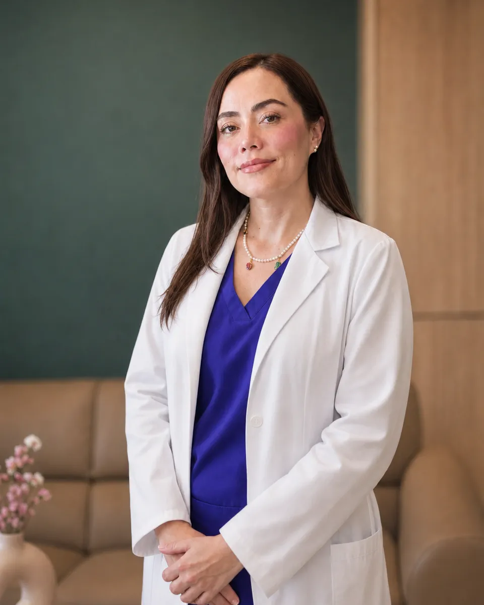 Dra. Fanny Vargas, alergóloga e inmunóloga clínica en su consultorio de Puebla